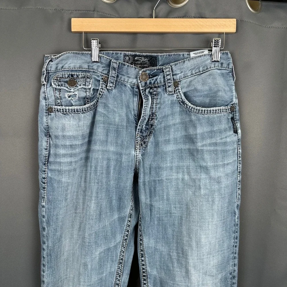 Silver Jeans Co Craig Mens 32x34 Easy Fit Bootcut Light Wash Denim M33618LD273